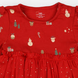 Dress Long Sleeved Red Christmas Sparkle Spots Twi