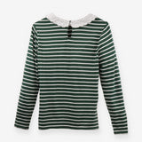 Green & Ivory Stripe Long Sleeve Tee Lace Peter Pa