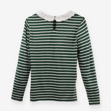 Green & Ivory Stripe Long Sleeve Tee Lace Peter Pa