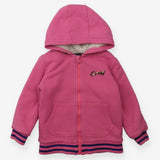 Hoodie pink fleece lined blue stripe cuffs