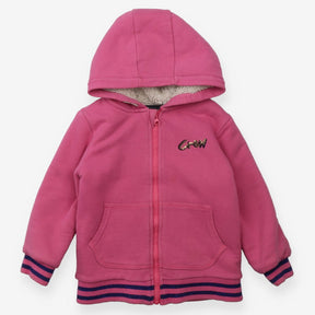 Hoodie pink fleece lined blue stripe cuffs