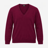 Jumper Long Sleeve V Neck Fine Knit Burgundy