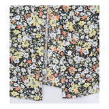 Black Ditsy Floral Button Front A-Line Midi Skirt
