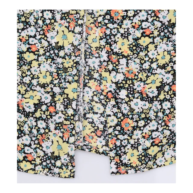 Black Ditsy Floral Button Front A-Line Midi Skirt