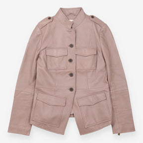 Leather Jacket Taupe Lambskin Four Pocket Utility