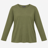Jersey Top Olive Green Long Sleeve Crew Neck