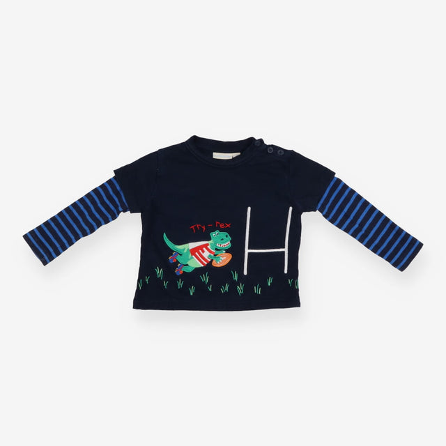 Tee LS navy stripe sleeve Try-Rex
