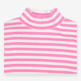 T-shirt long sleeved roll neck pink and white stri