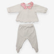 Long Sleeved Top and Bottom Set White Velour Flora