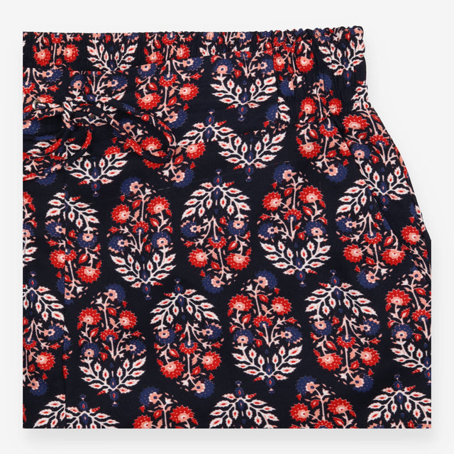 M&S Collection Navy Red Floral Paisley Print Draws