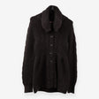 Chunky Cable Knit Button Cardigan Funnel Neck
