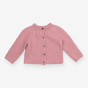 Cardigan pink brown buttons fancy yolk