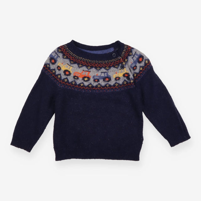 Navy Tractors Knit Sweater