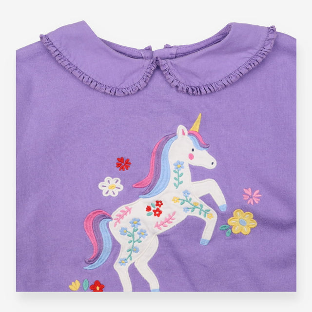 Sweater Jersey Purple Floral Unicorn Tuille Frill