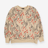 Sweatshirt cream unicorns red flowers hearts