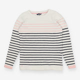 Breton Stripe Sweater – Textured Knit with Pink Ac