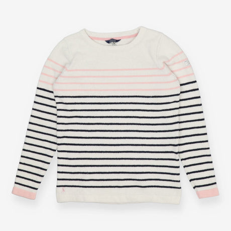 Breton Stripe Sweater – Textured Knit with Pink Ac