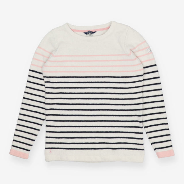 Breton Stripe Sweater – Textured Knit with Pink Ac
