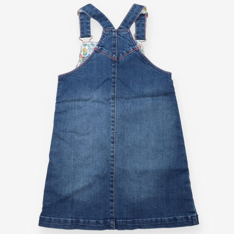 Denim pinafore rainbow pockets
