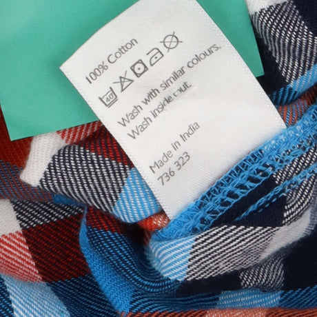 Shirt woven blue red white checks LS