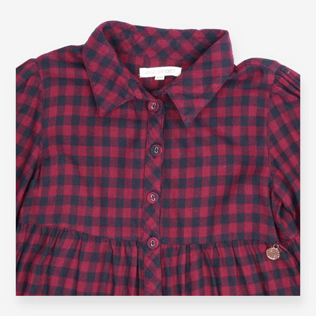 Angel and Rocket Tiered Collared Shirt Dress Burgu