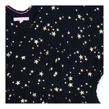 Maxi Dress Black Gold Star Print V-neck