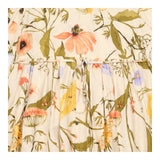 Midi Dress Cream Botanical Floral Button Front Puf