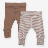 Leggings rib brown stripe 2 Pack