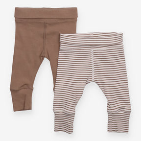 Leggings rib brown stripe 2 Pack