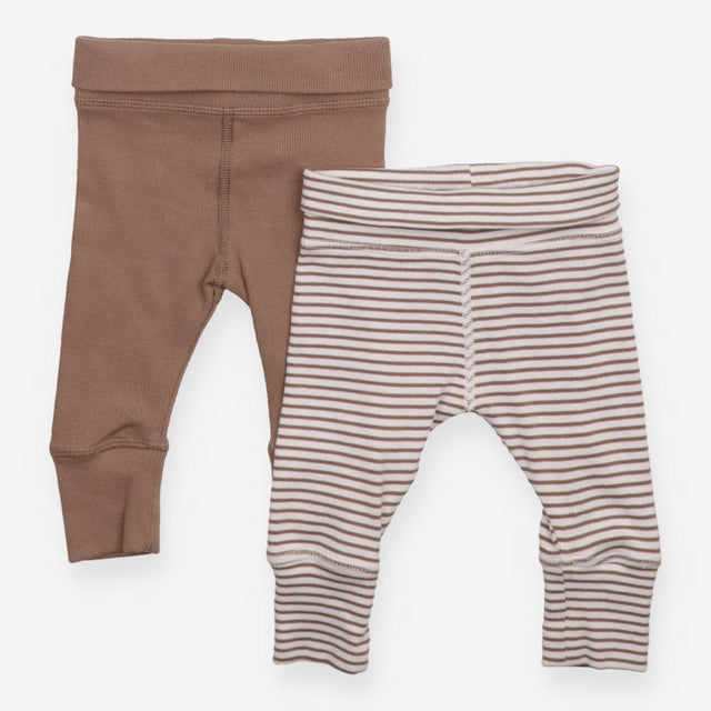 Leggings rib brown stripe 2 Pack