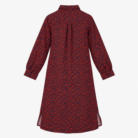 Navy & Red Animal Print Shirt Dress