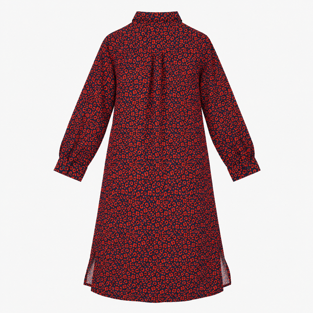 Navy & Red Animal Print Shirt Dress