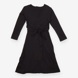 Black Knot Front Long Sleeve Maternity Dress