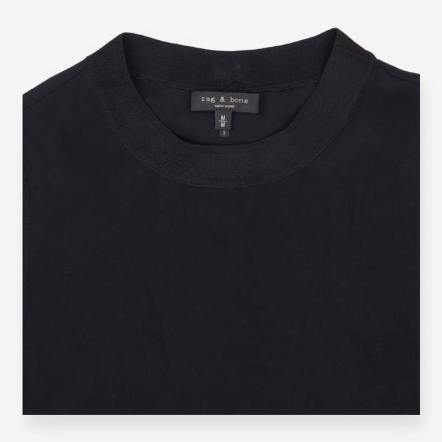 rag & bone Silk Shell Top Black Sleeveless Mock Ne