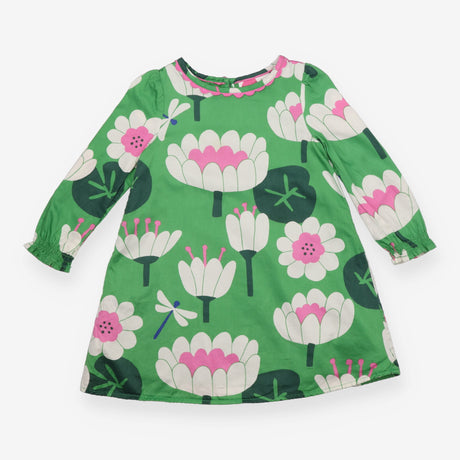 Dress Long Sleeve Green with Big Flowers