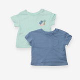 T-shirt 2 pack Blue and Green with pocket and dino