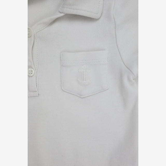 Bodysuit Collared White with Anchor Pocket