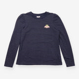 Navy Metallic Stripe Embellished Moth Jersey Top
