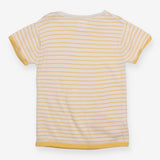 Knit Tee White and Yellow Strip with Shoulder Butt