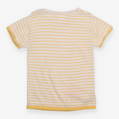 Knit Tee White and Yellow Strip with Shoulder Butt