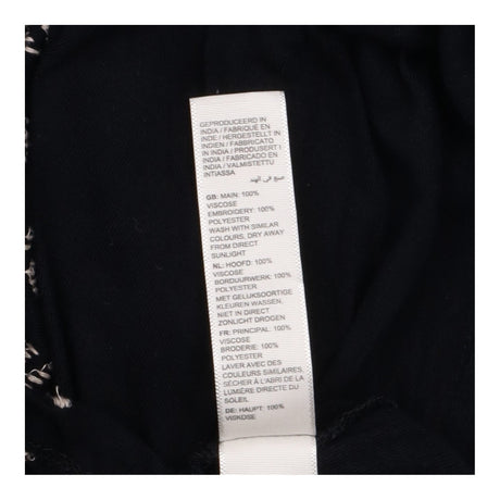 Black Cream Embroidered Shirred Dress with Flutter
