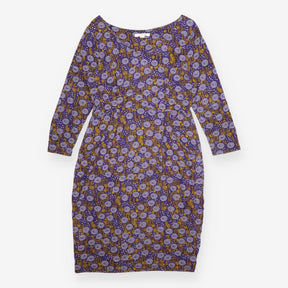 Jersey Dress Purple Floral Long Sleeve Stretch
