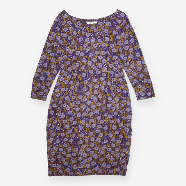 Jersey Dress Purple Floral Long Sleeve Stretch
