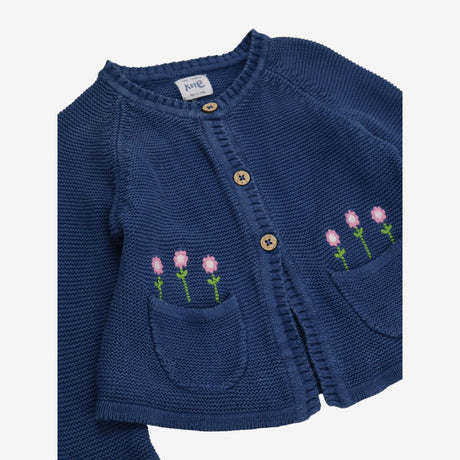 Cardigan Navy Knit with Floral Applique