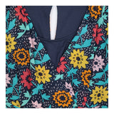 Dress Floral Print Navy V-Neck Short Sleeve Maxi N