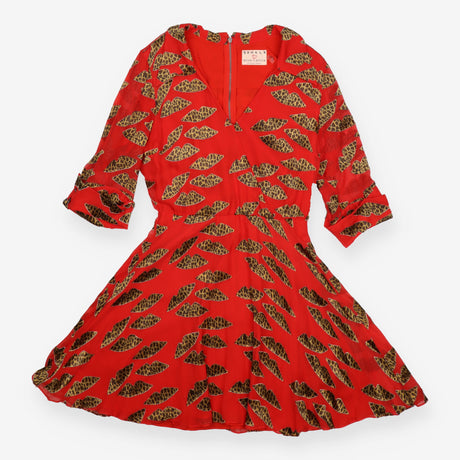 Leopard Lip Red Silk Mini Dress Donald Robertson