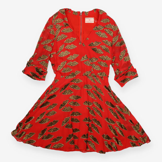 Leopard Lip Red Silk Mini Dress Donald Robertson