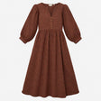 Dress Midi Gingham V Neck Rust Navy