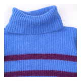 Blue Burgundy Striped Alpaca Wool Roll-Neck Jumper