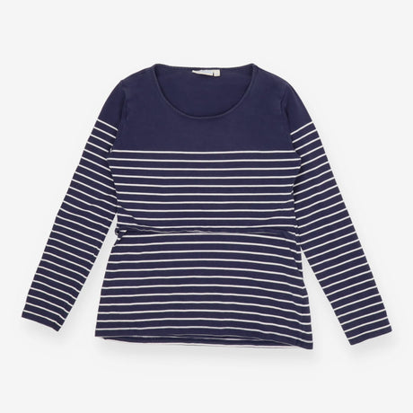 Navy White Stripe Long Sleeve Maternity & Nursing 